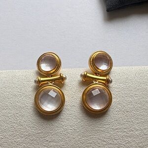 Julie Vos Elegant Gold and Clear Earrings